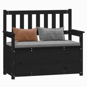 Cassapanca con Schienale Nera 112,5x51,5x96,5 cm in Legno Massello di Pino