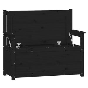 Cassapanca con Schienale Nera 112,5x51,5x96,5 cm in Legno Massello di Pino