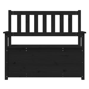 Cassapanca con Schienale Nera 112,5x51,5x96,5 cm in Legno Massello di Pino