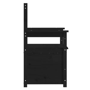 Cassapanca con Schienale Nera 112,5x51,5x96,5 cm in Legno Massello di Pino