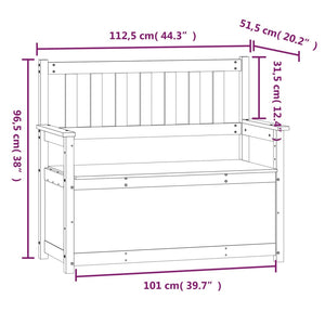 Cassapanca con Schienale Nera 112,5x51,5x96,5 cm in Legno Massello di Pino