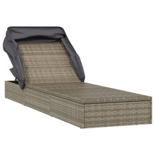 Charger l&#39;image dans la galerie, Lettino con Tetto Pieghevole Grigio 213x63x97 cm Polyrattan Grigio