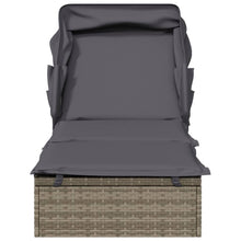 Charger l&#39;image dans la galerie, Lettino con Tetto Pieghevole Grigio 213x63x97 cm Polyrattan Grigio