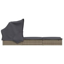 Charger l&#39;image dans la galerie, Lettino con Tetto Pieghevole Grigio 213x63x97 cm Polyrattan Grigio