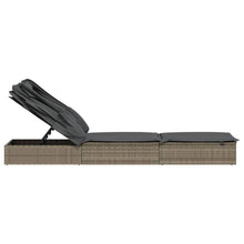 Charger l&#39;image dans la galerie, Lettino con Tetto Pieghevole Grigio 213x63x97 cm Polyrattan Grigio