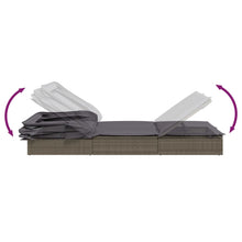 Charger l&#39;image dans la galerie, Lettino con Tetto Pieghevole Grigio 213x63x97 cm Polyrattan Grigio