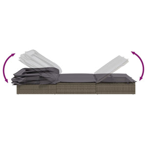 Lettino con Tetto Pieghevole Grigio 213x63x97 cm Polyrattan Grigio
