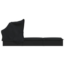Charger l&#39;image dans la galerie, Lettino con Tetto Pieghevole Nero 213x63x97 cm Polyrattan Nero
