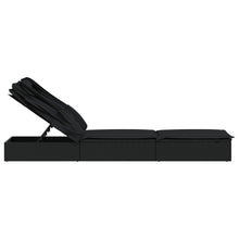 Charger l&#39;image dans la galerie, Lettino con Tetto Pieghevole Nero 213x63x97 cm Polyrattan Nero