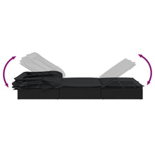 Charger l&#39;image dans la galerie, Lettino con Tetto Pieghevole Nero 213x63x97 cm Polyrattan Nero