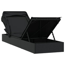 Charger l&#39;image dans la galerie, Lettino con Tetto Pieghevole Nero 213x63x97 cm Polyrattan Nero