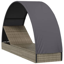 Charger l&#39;image dans la galerie, Lettino con Tetto Rotondo Grigio 211x57x140 cm Polyrattan Grigio