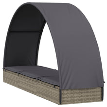Charger l&#39;image dans la galerie, Lettino con Tetto Rotondo Grigio 211x57x140 cm Polyrattan Grigio
