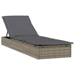 Lettino con Tetto Rotondo Grigio 211x57x140 cm Polyrattan Grigio