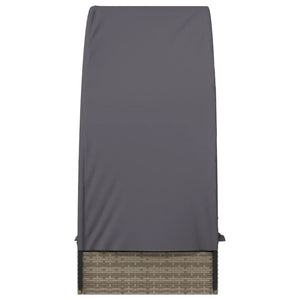 Lettino con Tetto Rotondo Grigio 211x57x140 cm Polyrattan Grigio