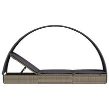 Charger l&#39;image dans la galerie, Lettino con Tetto Rotondo Grigio 211x57x140 cm Polyrattan Grigio