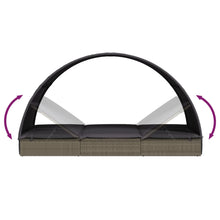 Charger l&#39;image dans la galerie, Lettino con Tetto Rotondo Grigio 211x57x140 cm Polyrattan Grigio