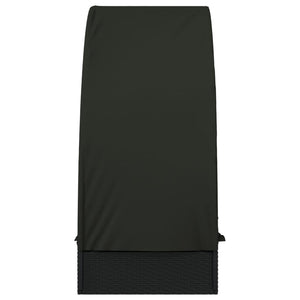 Lettino con Tetto Rotondo Nero 211x57x140 cm Polyrattan Nero