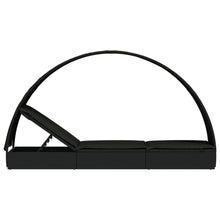 Charger l&#39;image dans la galerie, Lettino con Tetto Rotondo Nero 211x57x140 cm Polyrattan Nero