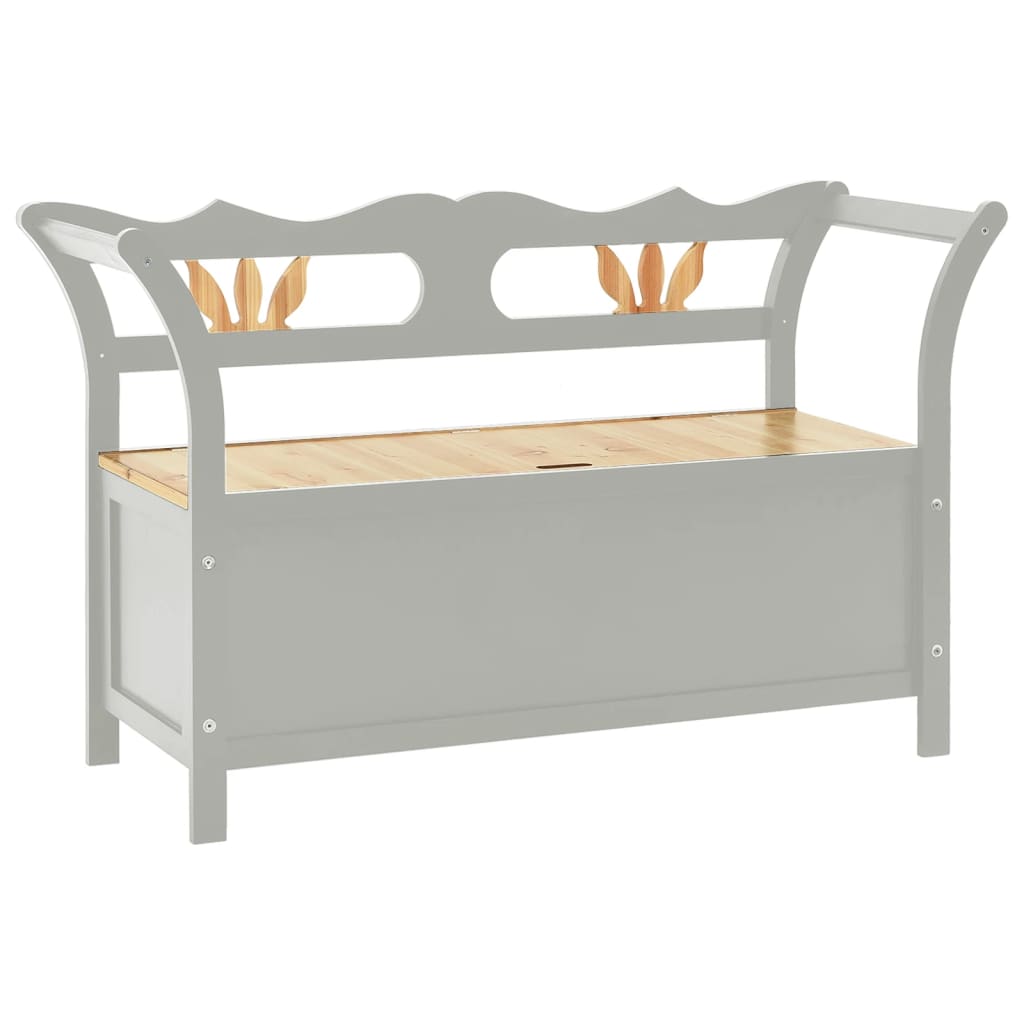 Cassapanca con Schienale Grigia 107x45x75,5 cm Legno Massello di Abete