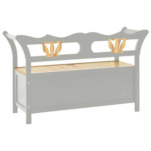 Cassapanca con Schienale Grigia 107x45x75,5 cm Legno Massello di Abete