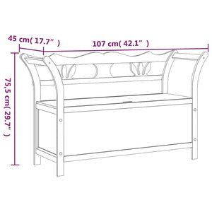 Cassapanca con Schienale Grigia 107x45x75,5 cm Legno Massello di Abete