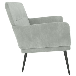 Divanetto Grigio Chiaro 108x79x79 cm in Velluto