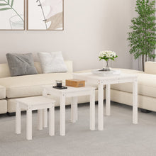 Charger l&#39;image dans la galerie, Tavolini a Incastro 3 pz Bianco in Legno Massello di Pino