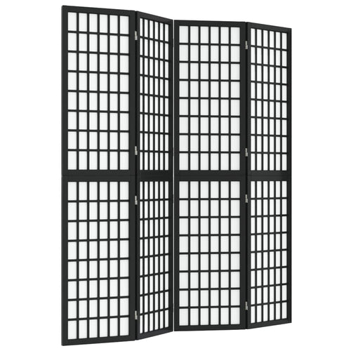 Separè 4 Pannelli Stile Giapponese 160x170cm Nero