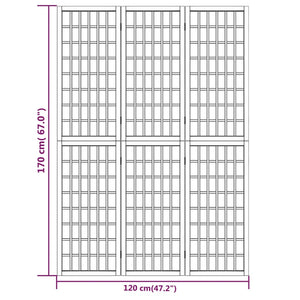 Separè 3 Pannelli Stile Giapponese 120x170 Bianco