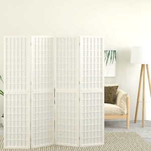 Separè 4 Pannelli Stile Giapponese 160x170 Bianco