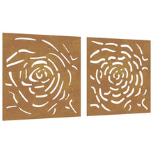 Carica l&#39;immagine nel visualizzatore di Gallery, Decorazioni Muro Giardino 2 pz 55x55 cm Rosa in Acciaio Corten