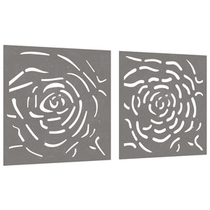 Decorazioni Muro Giardino 2 pz 55x55 cm Rosa in Acciaio Corten