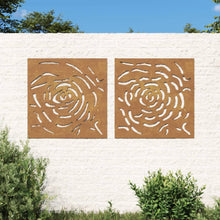 Carica l&#39;immagine nel visualizzatore di Gallery, Decorazioni Muro Giardino 2 pz 55x55 cm Rosa in Acciaio Corten