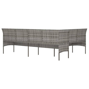 Divano da Giardino a L con Cuscini Grigi in Polyrattan Grigio