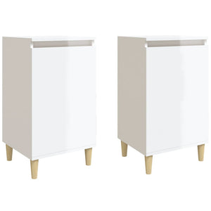 Comodini 2 pz Bianco Lucido 40x35x70 cm in Legno Multistrato