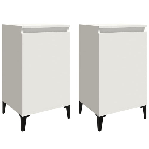 Comodini 2 pz Bianchi 40x35x70 cm in Legno Multistrato