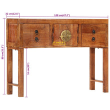 Carica l&#39;immagine nel visualizzatore di Gallery, Mobiletto Consolle 120x32x80 cm in Legno Massello Grezzo di Acacia