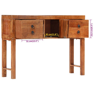 Mobiletto Consolle 120x32x80 cm in Legno Massello Grezzo di Acacia