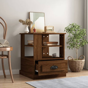 Mobiletto 1 Cassettino Rovere Marrone 50x50x60 cm in Legno Multistrato