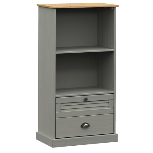 Libreria con 2 Cassetti 60x35x114,5 cm in Massello di Pino Grigio