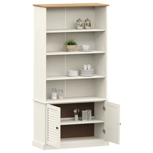 Libreria con 2 Ante 85x35x170 cm in Massello di Pino Bianco
