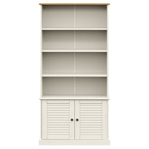 Libreria con 2 Ante 85x35x170 cm in Massello di Pino Bianco