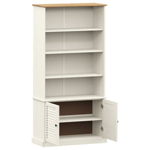 Libreria con 2 Ante 85x35x170 cm in Massello di Pino Bianco
