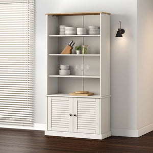 Libreria con 2 Ante 85x35x170 cm in Massello di Pino Bianco