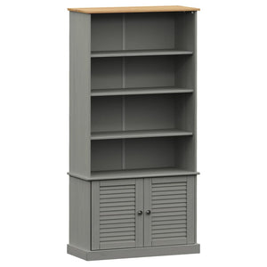 Libreria con 2 Ante 85x35x170 cm in Massello di Pino Grigio