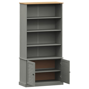 Libreria con 2 Ante 85x35x170 cm in Massello di Pino Grigio