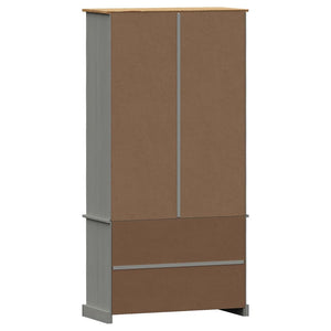 Libreria con 2 Ante 85x35x170 cm in Massello di Pino Grigio