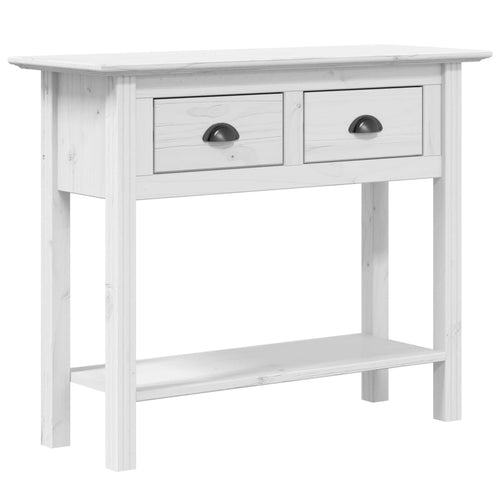 Tavolo Consolle BODO 91x35x74 cm Legno Massello Pino Bianco