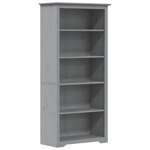 Libreria BODO 5 Ripiani 82x40x173 cm Legno Massello Pino Grigia